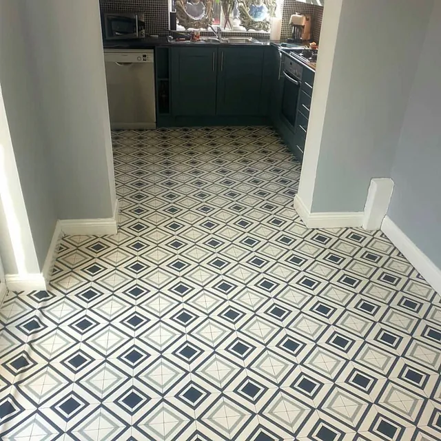 What a statement vinyl cushion floor throughout. Complete floor transformation in Dingle