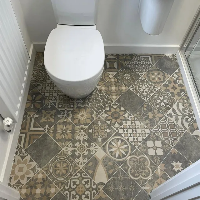 Victorian style tile effect cushion floor