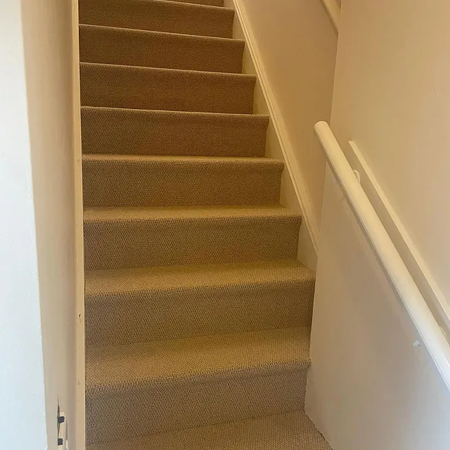Stairs and Landing fitted in a hardwearing berber Regatta-Stone