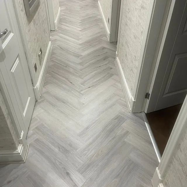 Quartz Grey Herringbone flooring - Allora LVT