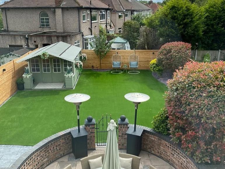 Garden fitted with Epsom 35mm luxury artificial grass