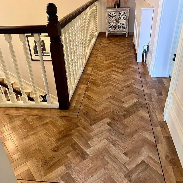 Karndean - Art Select colour Blonde Oak fitted in a classic herringbone design